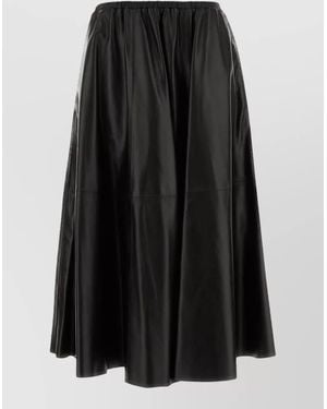 Alberta Ferretti Leather Panelled Maxi Skirt - Black