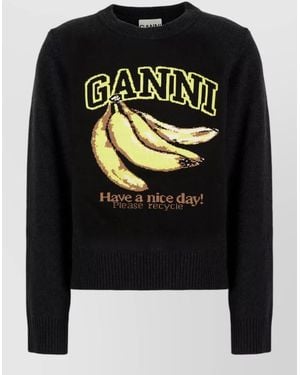Ganni Cotton Sweatshirt - Black