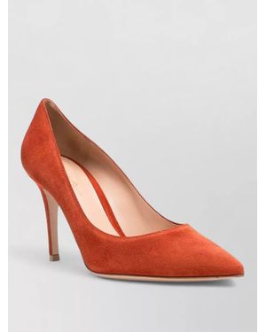 Gianvito Rossi Suede Stiletto Pumps Pointed Toe Lightweight - Red