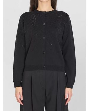 Gucci Fine Wool Cardigan Gg Crystal Pattern - Black