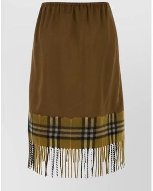 Burberry Satin Straight Skirt - Green