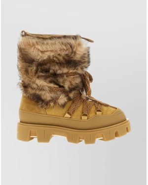 Moncler Leather Ankle Boots - Natural