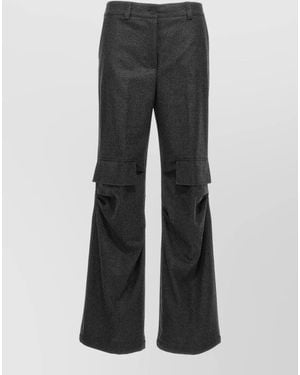 P.A.R.O.S.H. Cargo Trousers Belt Loops Flap Pockets - Grey