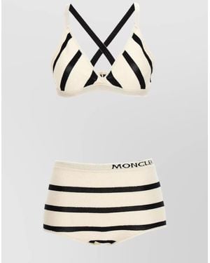 ビキニ MONCLER SS25 Boucle striped bikini (K10939G00005M6334 P90) Black & White Striped Bouclé Bikini - Swimwear for Women
