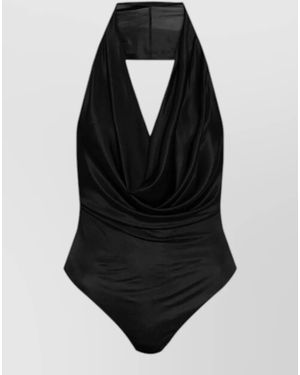 DSquared² Halterneck Top Open Back Draped Front - Black