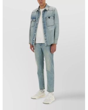 Valentino Denim Cutout Shirt Jacket - Blue