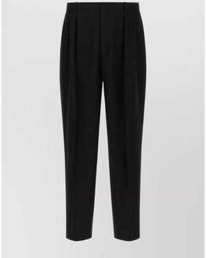 Cellar Door 'Lucio' Pleated Front Trousers With Belt Loops - Black
