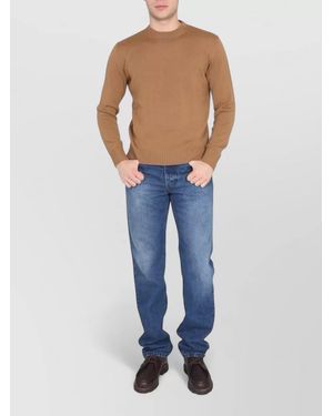 Ballantyne Merino Wool Ribbed Cross-Neck Jumper - Blue