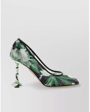 Loewe Embellished Mesh Court Shoes - Green
