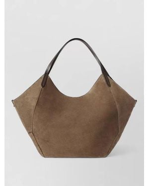 Brunello Cucinelli Tote Bag Dual Handle Silk Nylon - Brown