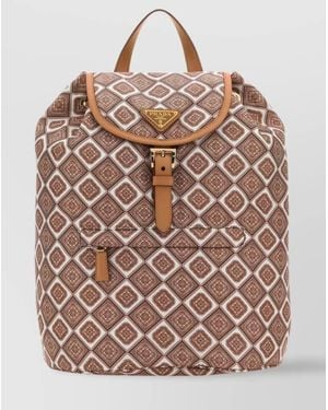 Prada Patterned Nylon Print Backpack - Brown