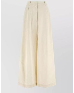 Thelatest Cotton Flared Maxi Skirt - Natural