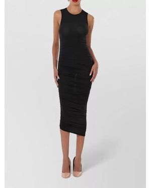 Wolford Sheer Draped Sleeveless Midi Dress - Black