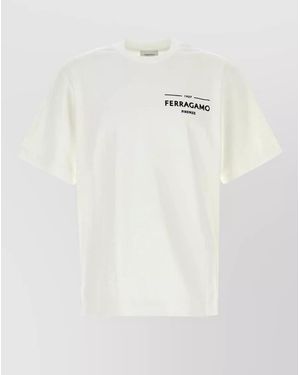 Ferragamo Cotton Crew Neck Short Sleeve Tshirt - White