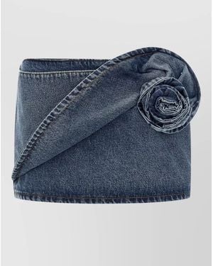 Magda Butrym Denim Draped Floral Low-Rise Mini Skirt - Blue