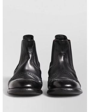 Dolce & Gabbana Leather Ankle Brogue Boots Slip On - Black