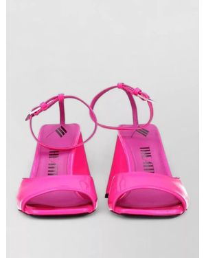The Attico Leather Ankle-Strap Block-Heel Sandals - Pink