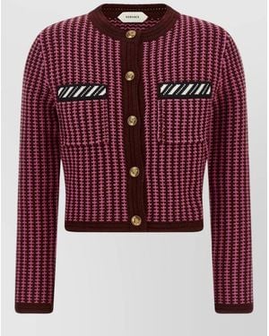 Versace Wool Crochet Cardigan - Red