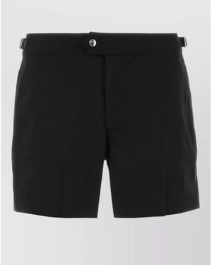 Tom Ford Polyester Swimming Shorts Adjustable Waistband Belt Loops - Black