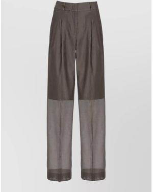 Peserico High Waist Wide Leg Pleated Trousers - Grey