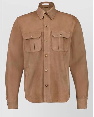 Boglioli Jacket Collared Neck Chest And Front Pockets - Brown