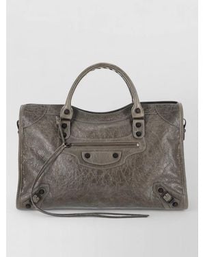 Balenciaga Le City Medium Leather Tote Bag - Grey