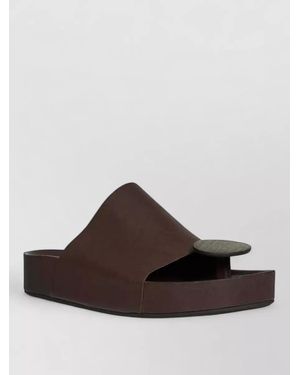 Uma Wang Round Leather Strap Flat Slide Sandal - Brown