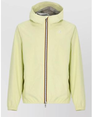 K-Way Hooded Lightweight Waterproof Jacket Zip Pockets - Yellow