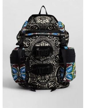 Dolce & Gabbana Maiolica Print Nylon Backpack Bag - Black