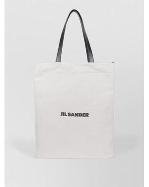 Jil Sander Medium Shoulder Bag Book Style Dual Handles - White