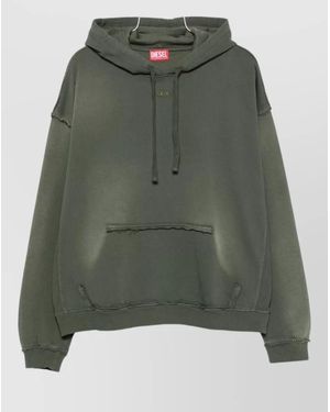 DIESEL Hooded Long Sleeve Nylon Silk Top - Green
