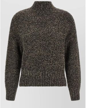 Agnona Cashmere Silk Wool Bouclé High Neck Jumper - Grey