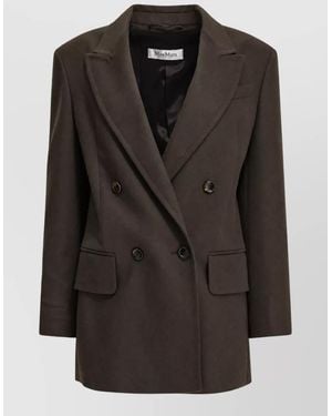 Max Mara Camel Hair Double Breasted Coat - Black