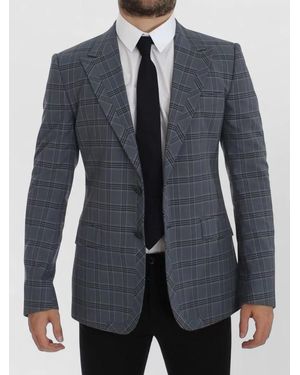 Dolce & Gabbana Check Slim Fit Blazer Jacket - Blue