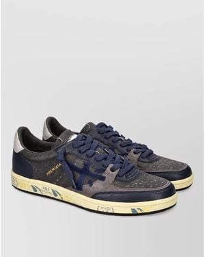 Premiata Leather Bskt Clay Lace-Up Sneakers - Blue