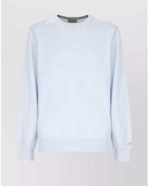 Woolrich Crewneck Cotton Sweater Ribbed Cuffs - White