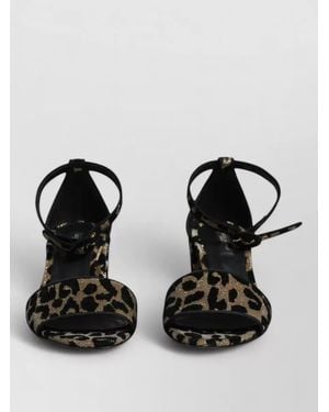 Dolce & Gabbana Leopard Ankle Strap Sandals - Black
