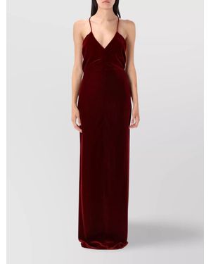 Tom Ford Velvet Gown With Deep V-Neckline And Open Back - Purple