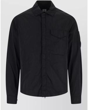 C.P. Company Long Sleeve Jacket Front And Arm Pockets - Black