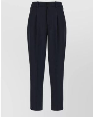 PT Torino Stretch Polyester Blend Tailored Pleated Pants - Blue