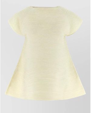 Issey Miyake Ribbed Mini Dress - Natural