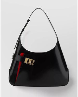 Ferragamo Large Leather Shoulder Bag - Black