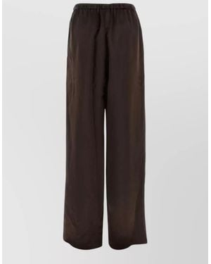 Ferragamo Satin Palazzo Trousers Relaxed Fit Wide Leg - Brown
