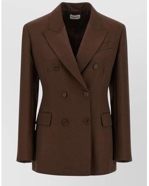 P.A.R.O.S.H. Raisa Tailored Blazer Back Vent Design - Brown
