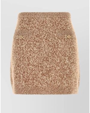 Versace Cashmere High-Rise Mini Skirt - Natural