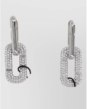 Marc Jacobs Hoop Earrings Pop Logo Rhinestone Detail - White