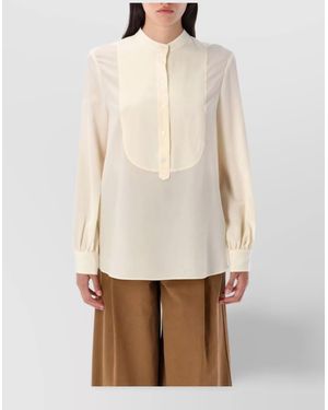 Chloé Buttoned Cuffs Long Sleeves Pleated Back Detail - Natural