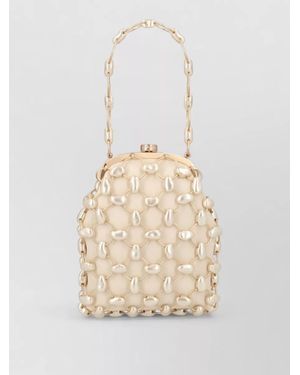Cult Gaia Lamb Leather Clutch Bag - White