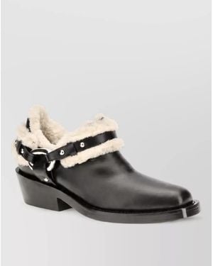Rabanne Leather Shearling-Trim Ankle Boots - Multicolour