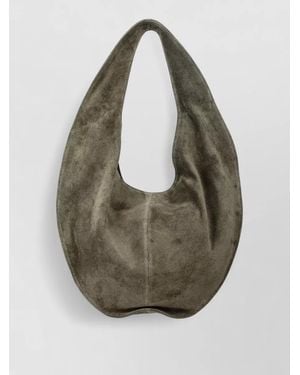 Maeden Sculpted Suede Shoulder Tote Bag - Grey